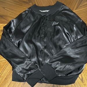 Pink Victoria’s Secret satin bomber jacket